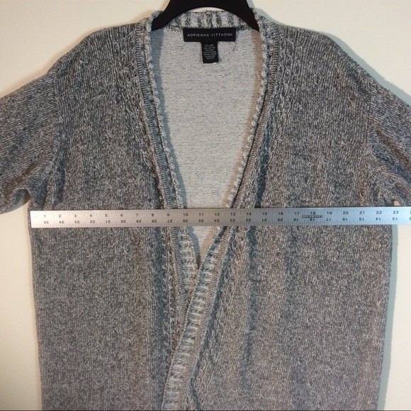 Adrienne Vittadini Black Grey Open Front Cardigan - Picture 2 of 6